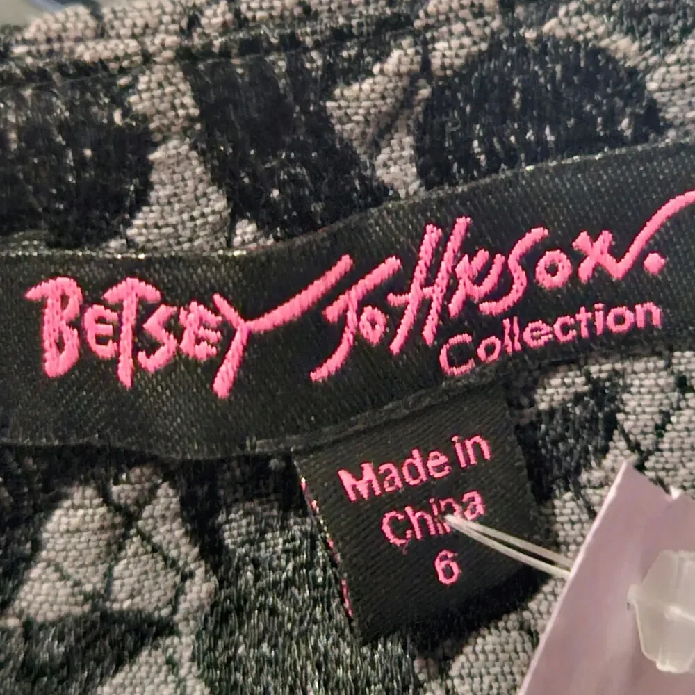 Betsey Johnson Floral Jacket Brocade Runway Peplum Ribbon Fit Flare Size 6 - Picture 9 of 9